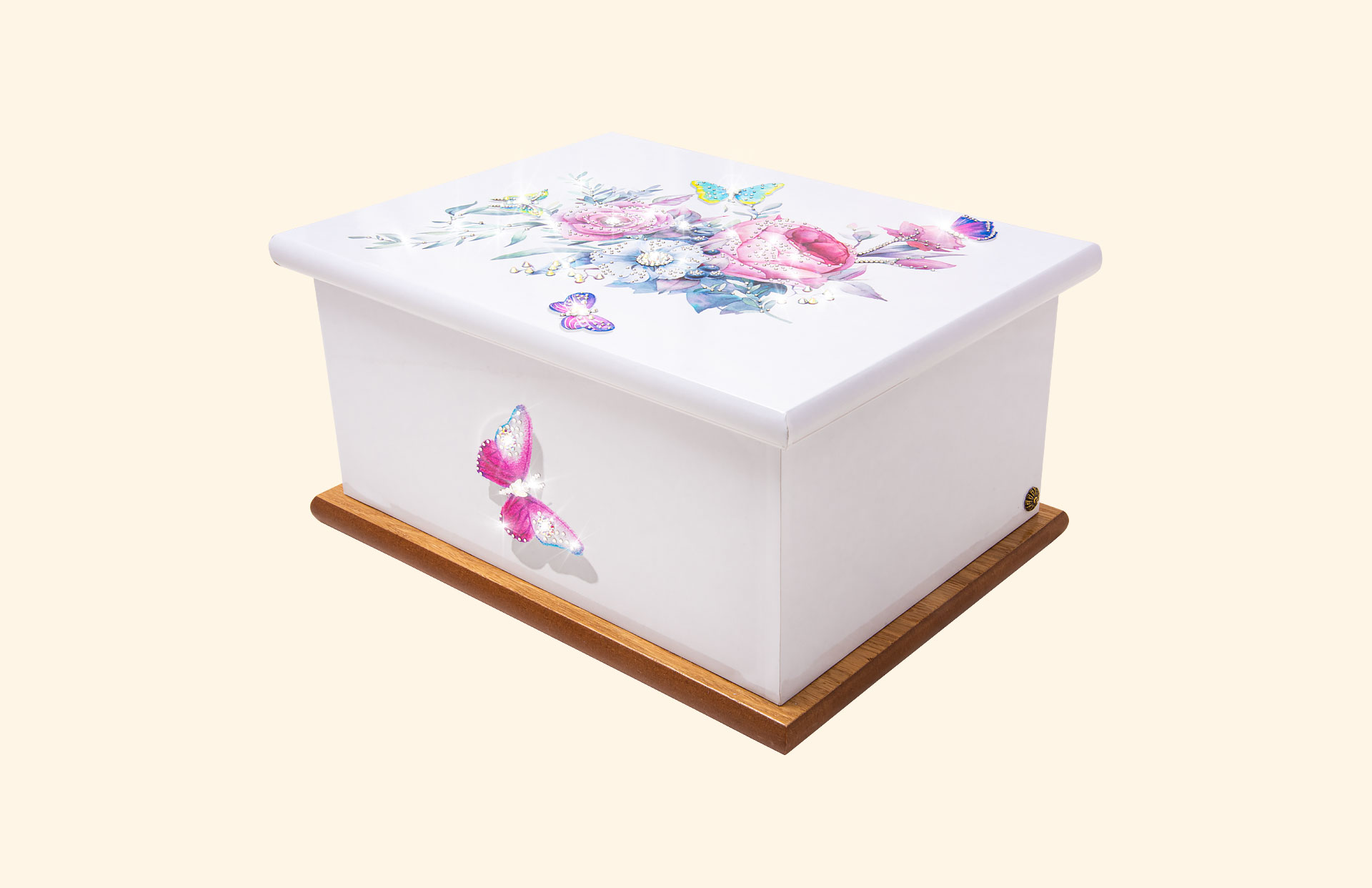 Crystal Butterfly Rose ashes casket